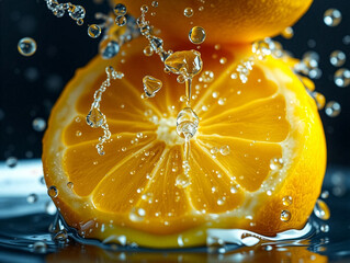Vibrant Fresh Lemon with Dynamic Water Splash on Dark Background 5