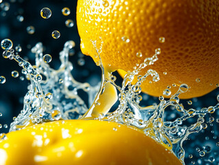 Vibrant Fresh Lemon with Dynamic Water Splash on Dark Background 7