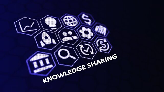Knowledge Sharing and Team Collaboration in Modern Business. technology, business and network connection icon concept.