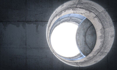 Fototapeta premium 3d Abstract concrete tunnel entrance forming a circle