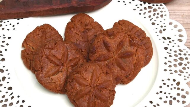 Thekua, a traditional deep-fried sweet made from wheat flour, jaggery, and ghee, prepared especially for Chhath Puja, a major Hindu festival celebrated in Bihar, Jharkhand, and Uttar Pradesh, India