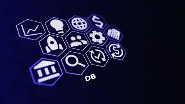 Database Management and Data Solutions for Modern Business. technology, business and network connection icon concept.