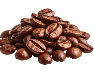 A pile of roasted coffee beans