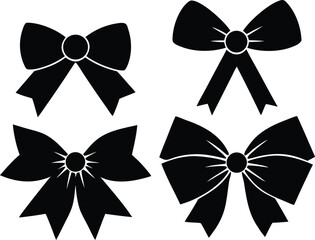 set of bow ribbons vector, decorative bows illustration