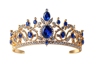 Gold crown with blue gemstones