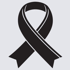 mental health ribbon silhouette vector art illustration, black and white ribbon