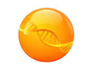 Orange sphere with DNA helix