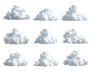 Collection of stylized white clouds