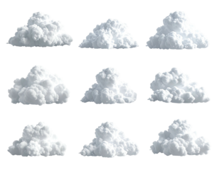 Collection of stylized white clouds