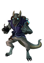 Artificer kobold with bombs and potions ilustration