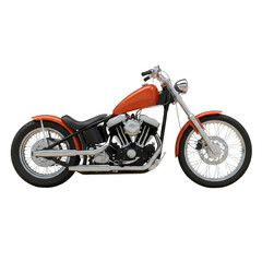 Vintage motorcycle showcasing timeless design with customized orange paint job and gleaming chrome