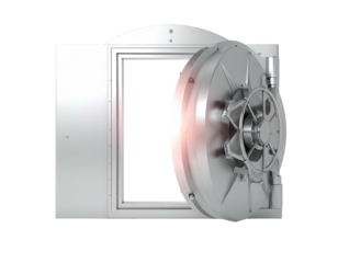 3D rendering of an open vault door