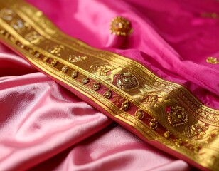Obraz premium Pink sari with gold trim