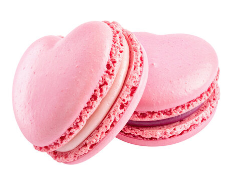Two heart-shaped pink macarons (6)