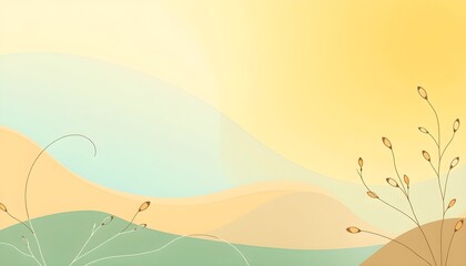 식물패턴이있는노란색파란색웹사이트배경