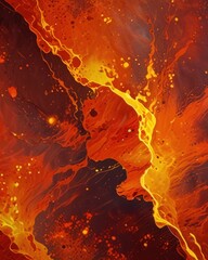 Radiant Orange Fire Opal Surface with Fiery Red Layers Abstract Background