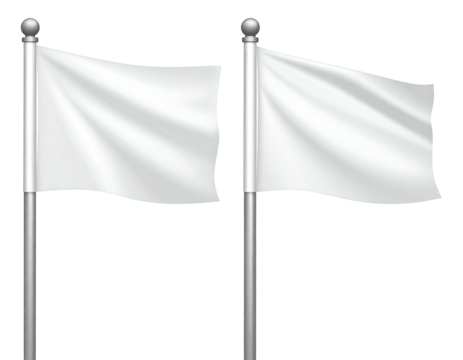 Two blank flags waving on metal poles