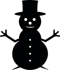 Cute Snowman on White Background, Winter Holiday Vector