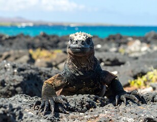 Close-up of marine iguana
