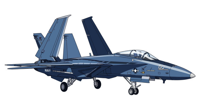 Dark Blue Military Fighter Jet with Variable-Sweep Wings.