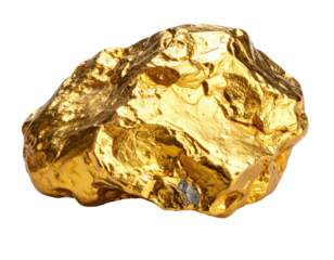 Gold nugget isolated on black