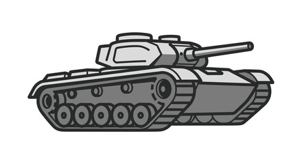 A detailed illustration of a military armored combat tank with a turret and tracks. © Lidot
