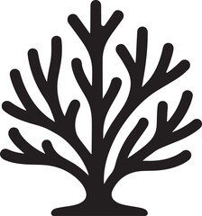 Obraz premium Black Coral Vector Icon Simple Silhouette of Seaweed or Ocean Plant