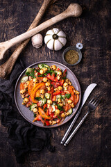 Halloween salad with cheese in shape of skull