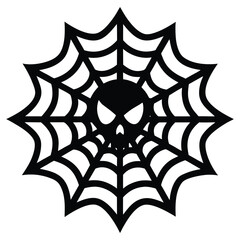 Spider Web Skull Silhouette Vector Design on White Background
