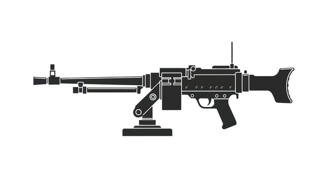 Heavy military machine gun silhouette vector illustration.