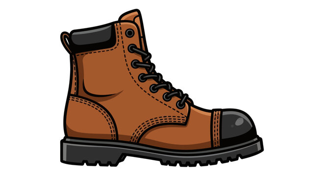 Rugged Brown Leather Work Boot with Steel Toe Cap.