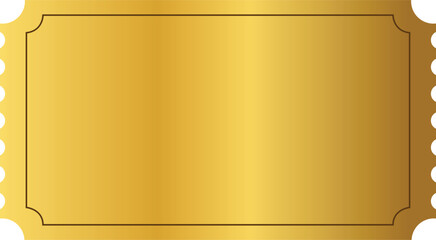 Blank Golden Ticket or Coupon Vector Template with Perforated Edges

