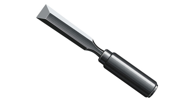 Sharp Metal Woodworking Chisel with Dark Handle.