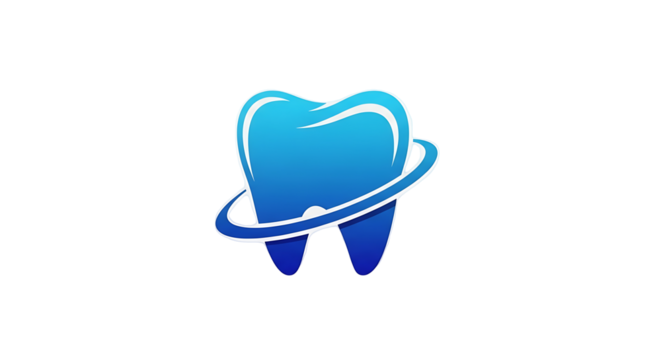 Modern dynamic blue tooth logo for complete dental care