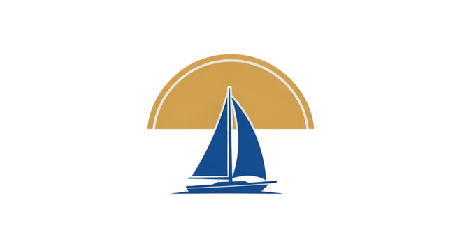 Sailing into adventure under a golden sun arc