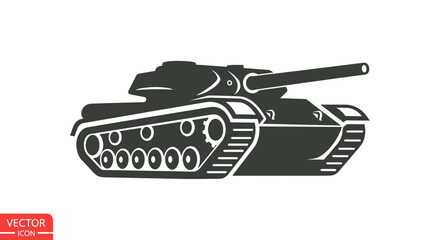 Silhouette of a Heavy Military Tank with a Long Barrel. © Lidot