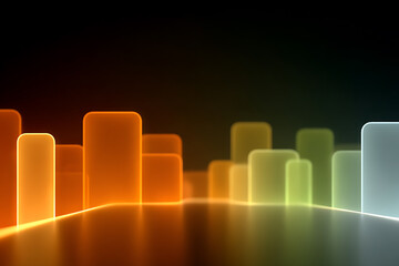 Abstract Colorful Light Blocks on Dark Background with Reflections and Depth