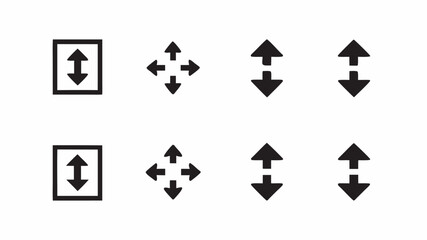 Various arrow icons pointing in different directions arranged in a symmetrical grid pattern design | editable eps vectors silhouette