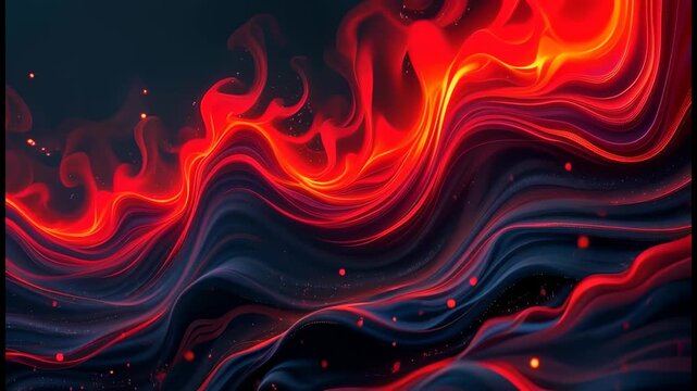 Dynamic motion: A vibrant wave of flames undulates across the screen, with glowing embers flickering throughout.