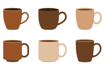 Obraz premium Coffee cup silhouette icon set brown mug illustration on white background 