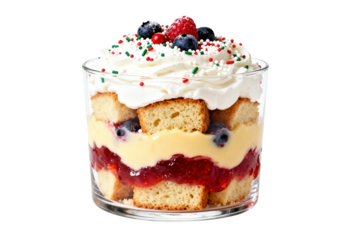 Festive Berry Trifle Dessert with Cream and Sprinkles