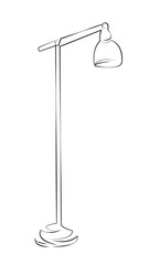 One continuous line drawing on white isolated background. Minimalism linear illustration. home, lamp, light, floor, interior, modern, design, lighting, contemporary, furniture
