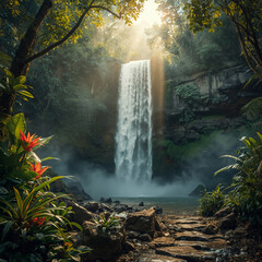 Rainforest Waterfall Scene