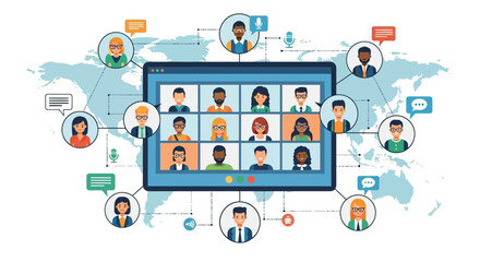 Virtual Meeting with Diverse Participants on a Digital Screen Display