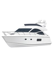 White motor yacht, angled view
