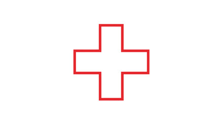 Obraz premium A simple red outline of a medical plus sign a first aid cross symbol.