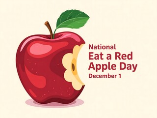 Vibrant red apple with a bite taken out celebrating national eat a red apple day on december 1st