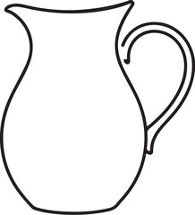 Obraz premium Simple outline drawing of a ceramic pitcher for liquids and beverages vector Icon