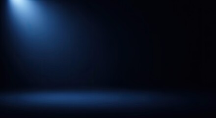 Obraz premium Dark Room Illuminated By A Single Blue Spotlight from Above on Transparent Background