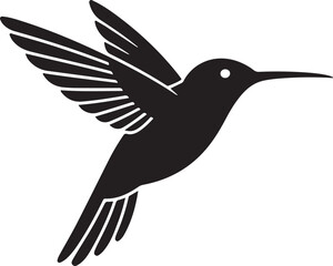 Obraz premium A black and white minimalist illustration of a hummingbird in flight 